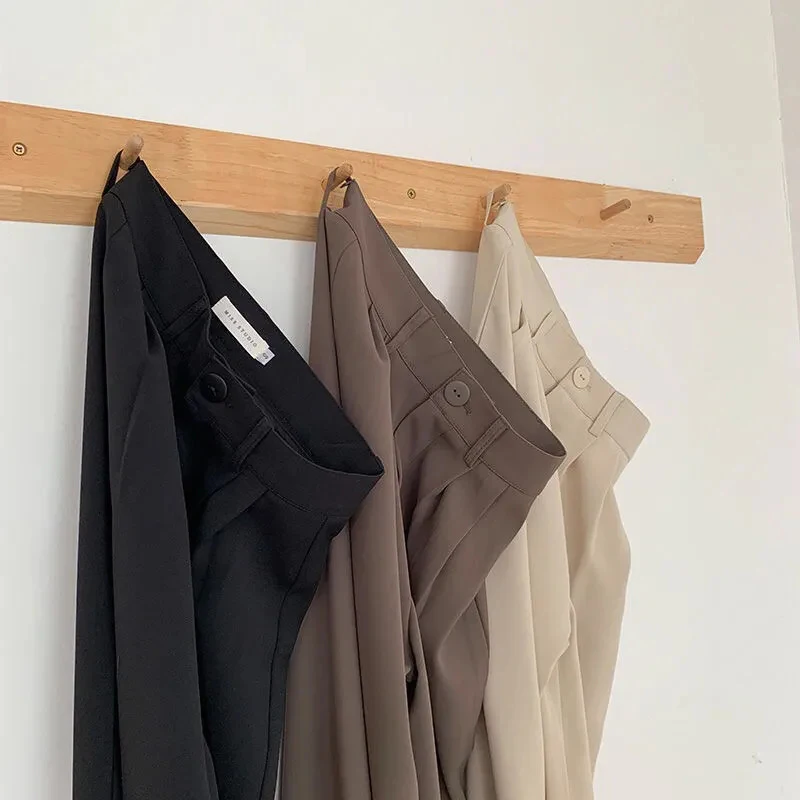 Alternative view of High Waist Women Suit Pants Fall Straight Office Ladies Korean Fashion Trousers Casual Button Loose Female Black Pants New