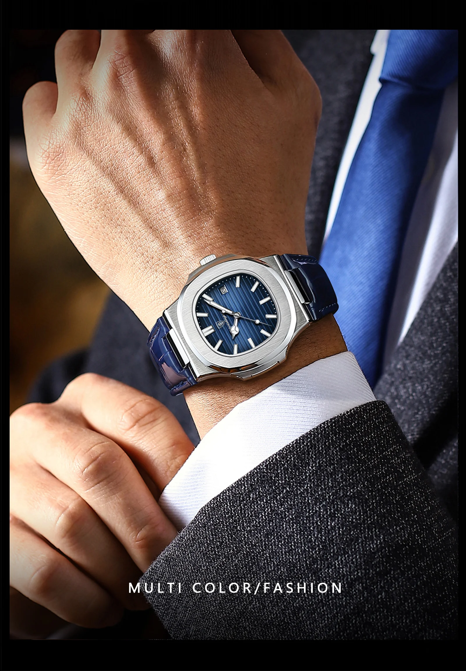 POEDAGAR Luxury Man Wristwatch Waterproof Luminous Date Leather Men's Watches Sports Square Men Watch Casual Quartz Male Clocks