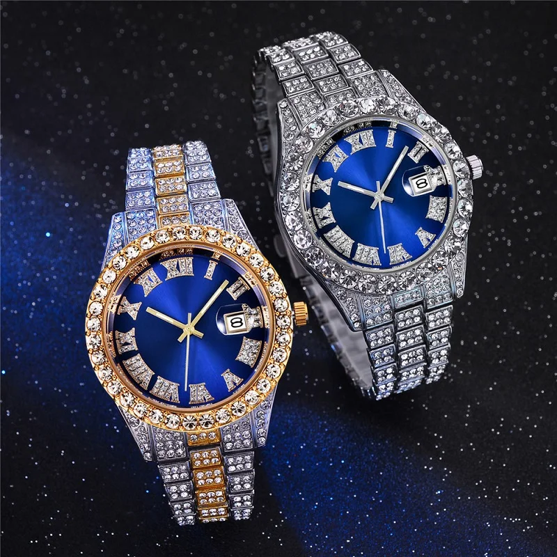 Alternative view of Hip hop Watch Male watch luxury water proof Brand watches Stainless steel Round Clock Men quartz wristwatches Gift boyfriend