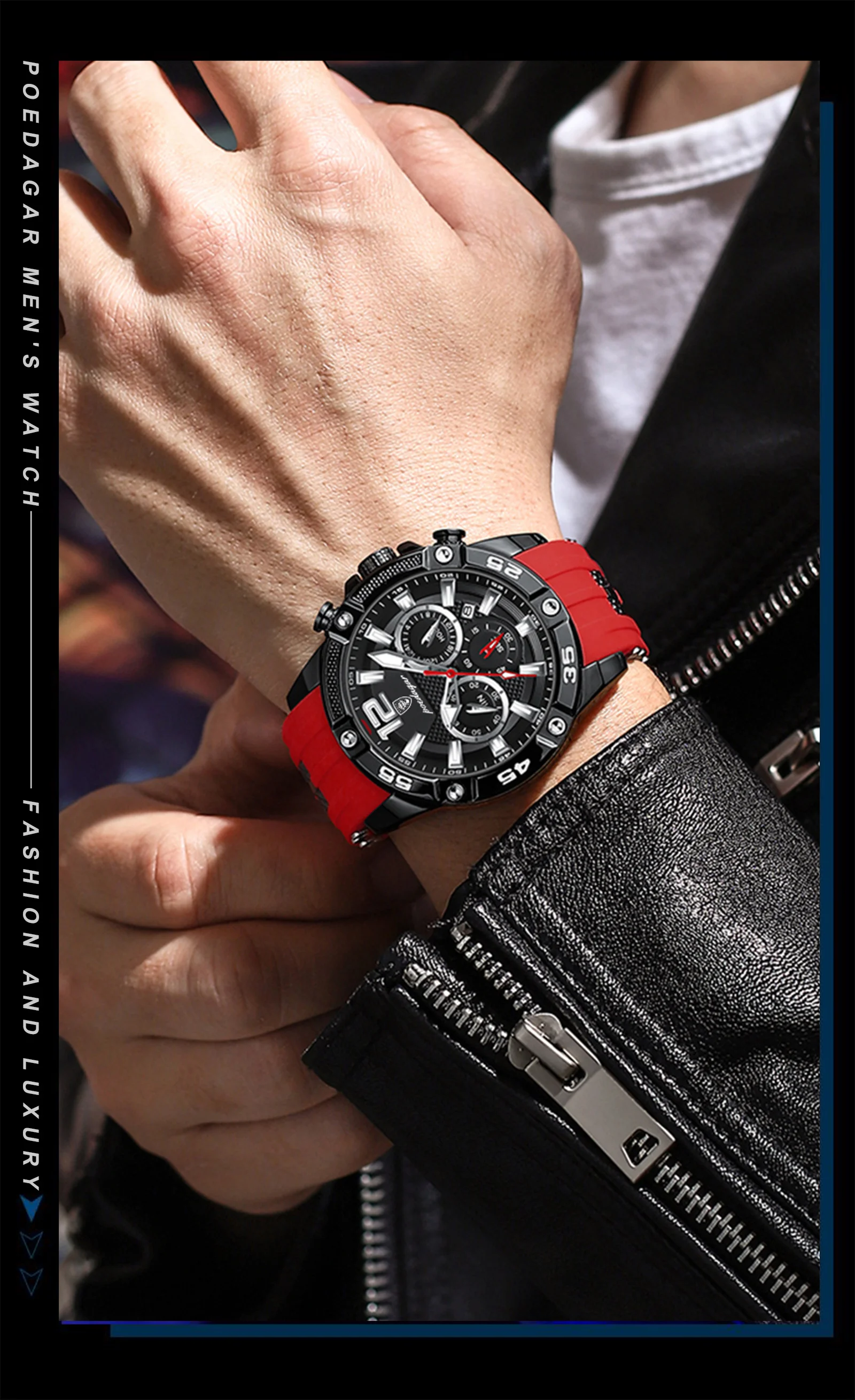 POEDAGAR Casual Men Watch Luxury Waterproof Luminous Chronograph Date Man Wristwatch Military Quartz Men's Watches High Quality
