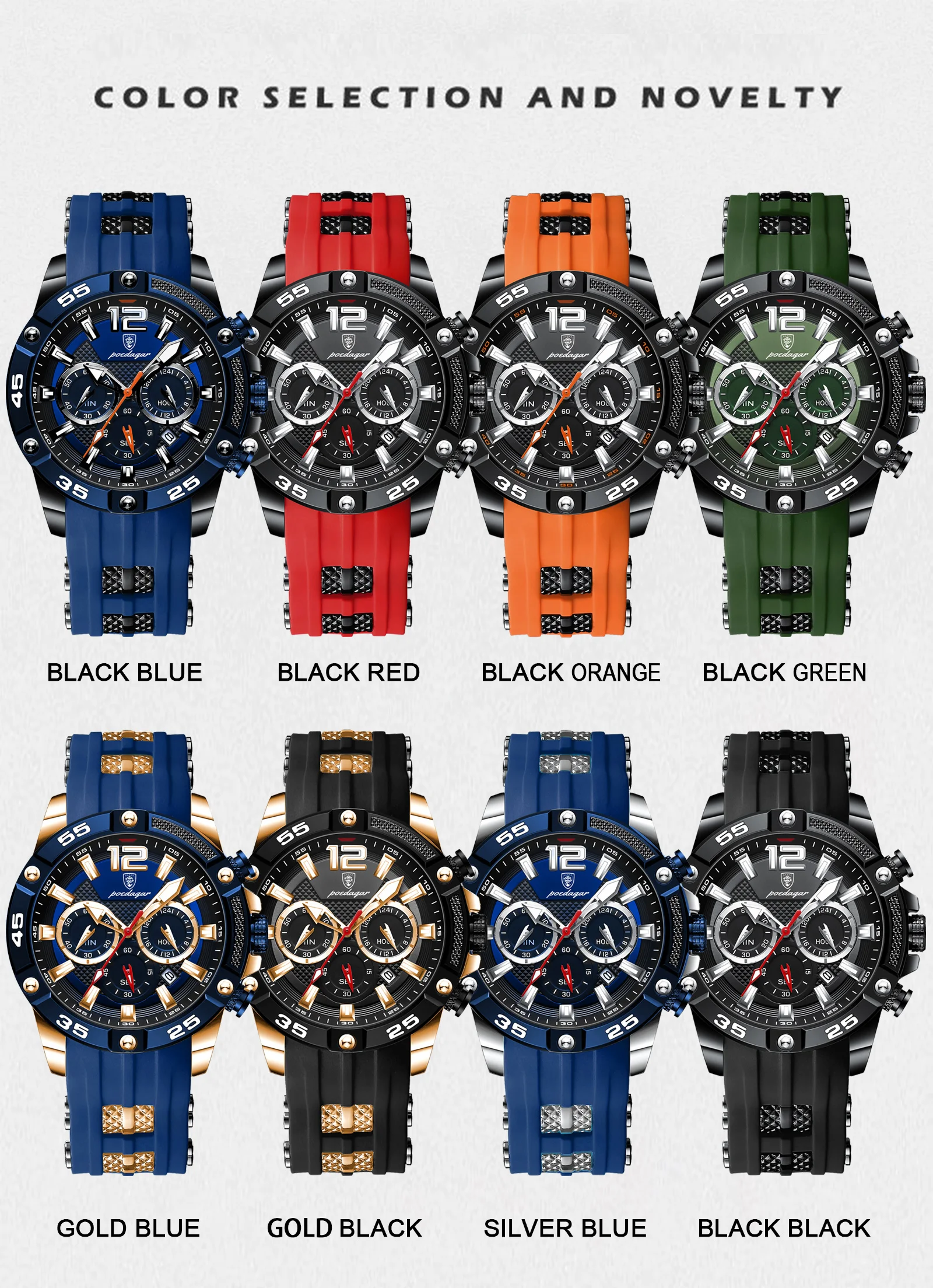 POEDAGAR Casual Men Watch Luxury Waterproof Luminous Chronograph Date Man Wristwatch Military Quartz Men's Watches High Quality