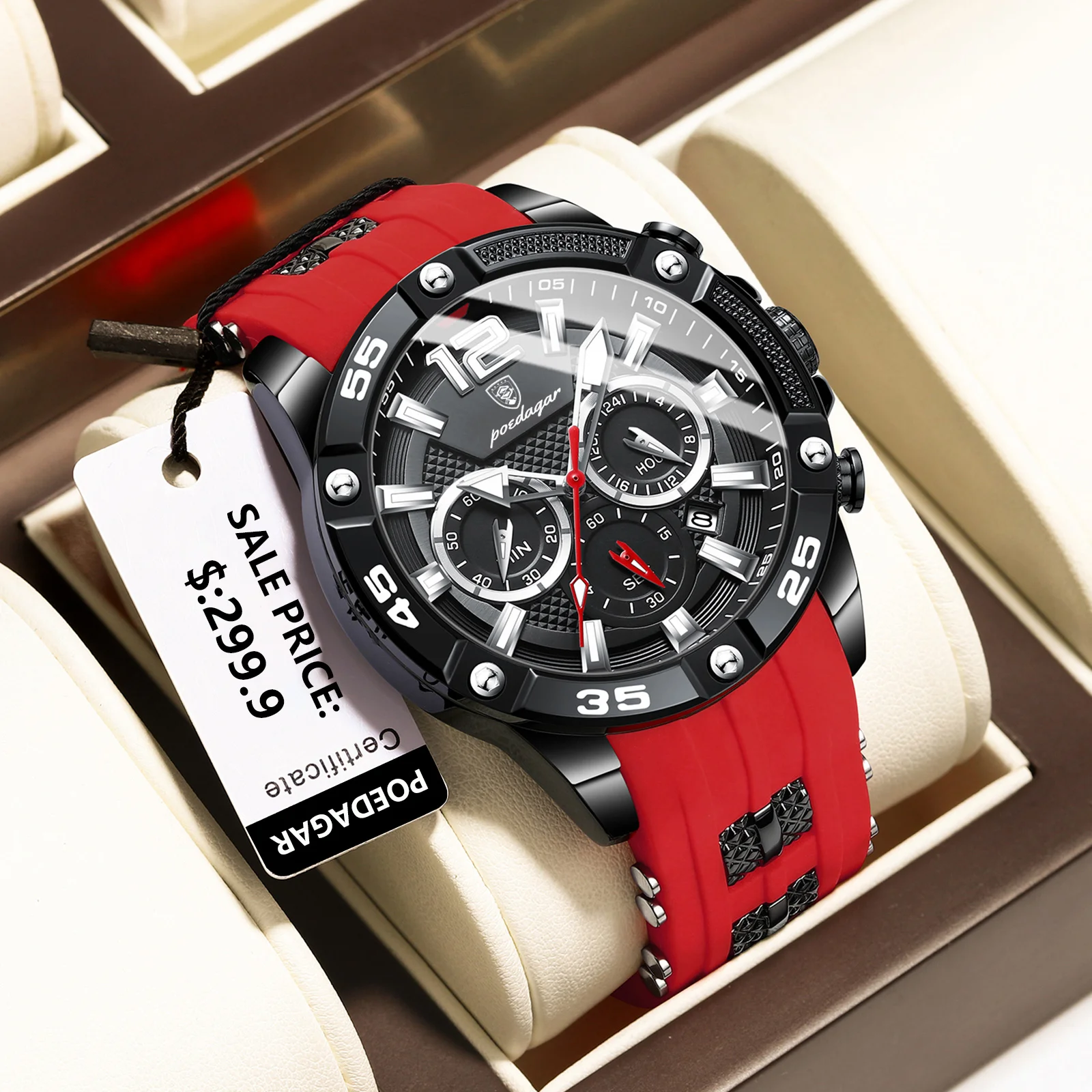 Alternative view of POEDAGAR Casual Men Watch Luxury Waterproof Luminous Chronograph Date Man Wristwatch Military Quartz Men's Watches High Quality