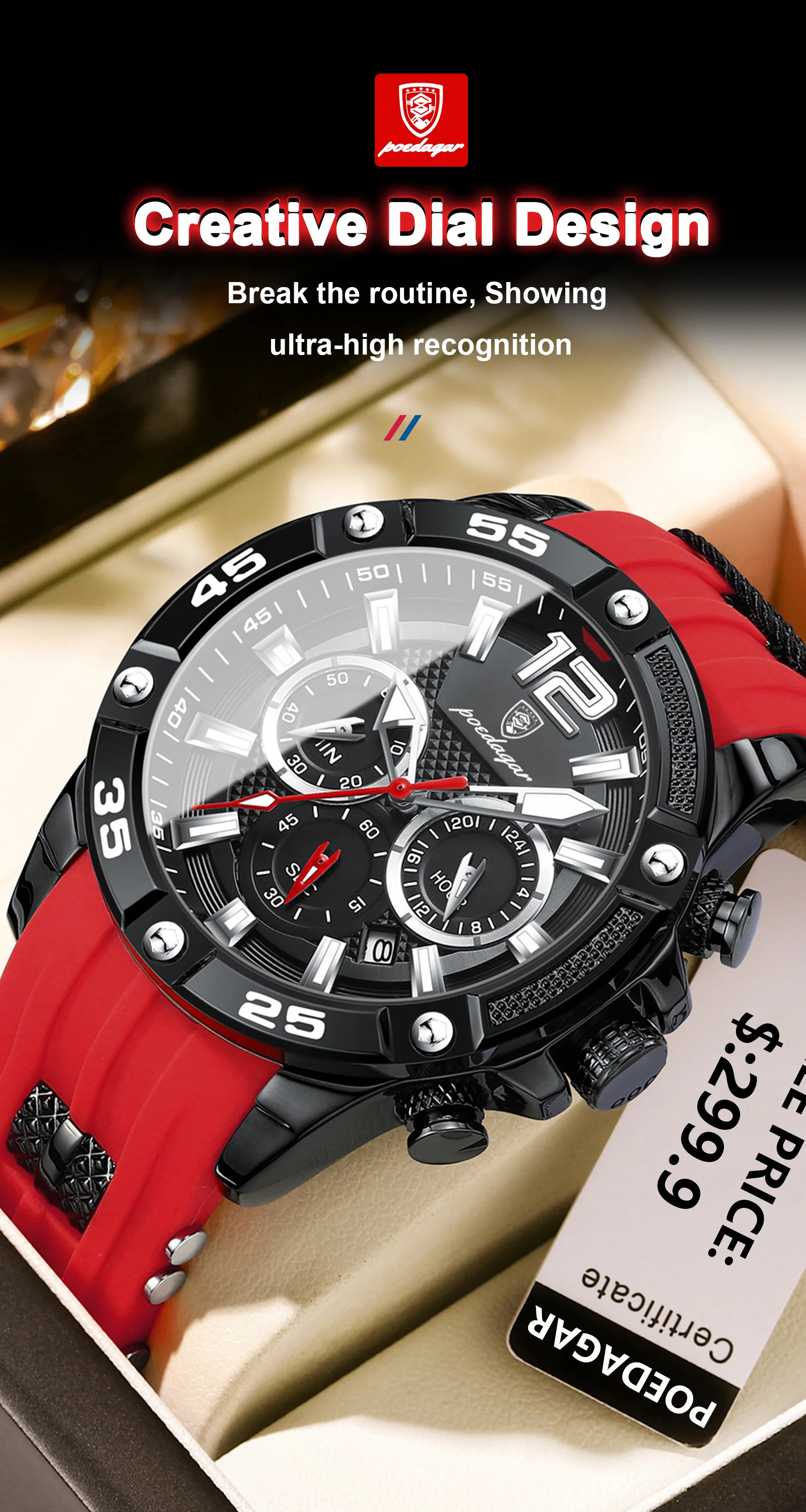 POEDAGAR Casual Men Watch Luxury Waterproof Luminous Chronograph Date Man Wristwatch Military Quartz Men's Watches High Quality