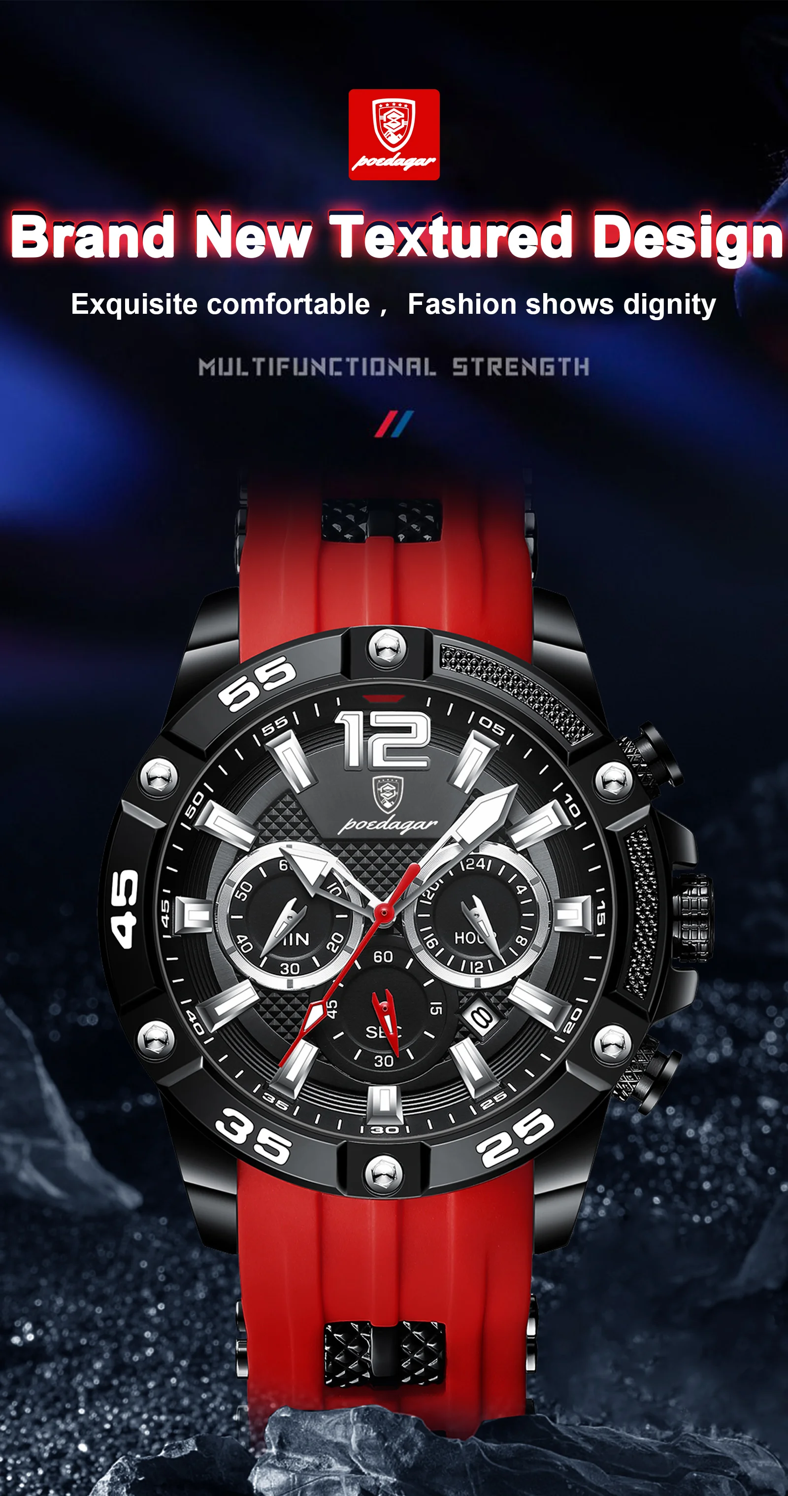 POEDAGAR Casual Men Watch Luxury Waterproof Luminous Chronograph Date Man Wristwatch Military Quartz Men's Watches High Quality