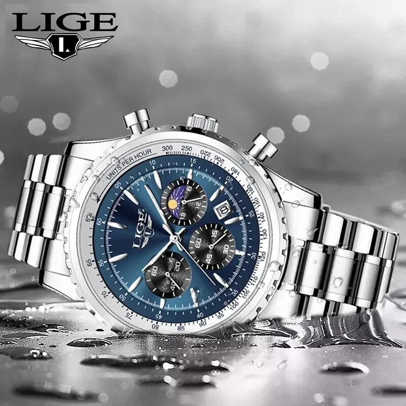 Alternative view of LIGE 2024 Top Brand Luxury New Men Watch Quartz Man Watches Waterproof Luminous Watch for Men Date Chronograph Sport Wristwatch