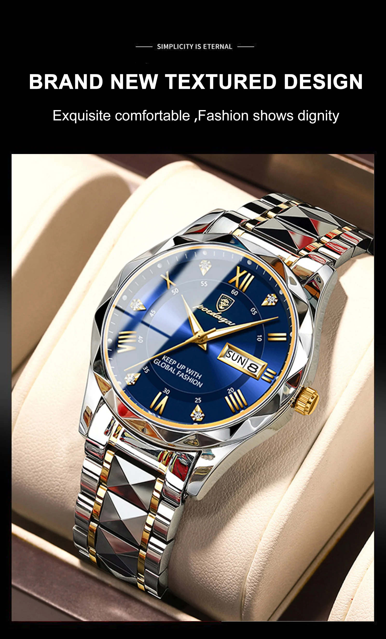 POEDAGAR Luxury Men Watches Business Top Brand Man Wristwatch Waterproof Luminous Date Week Quartz Men's Watch High Quality+Box