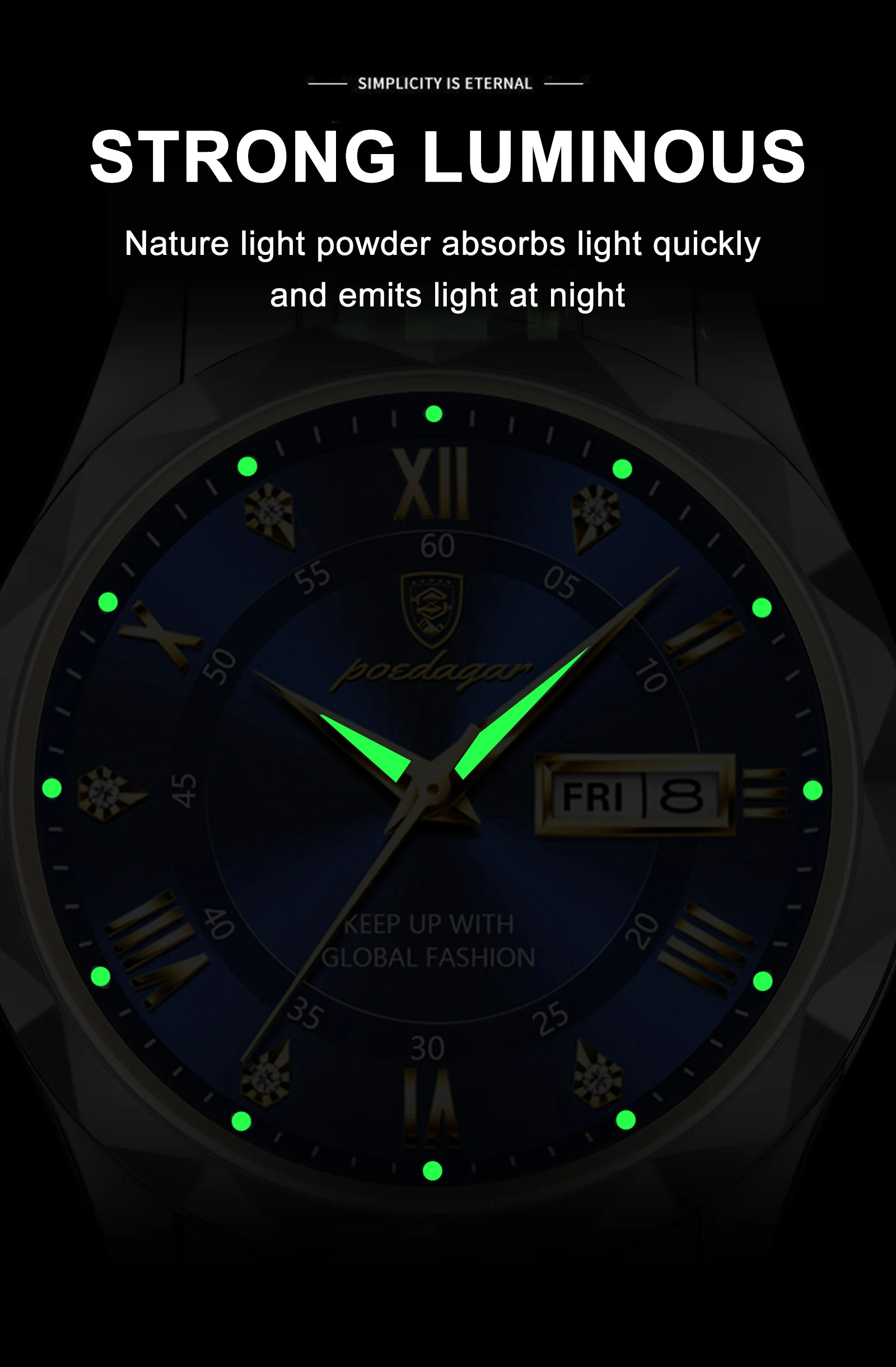 POEDAGAR Luxury Men Watches Business Top Brand Man Wristwatch Waterproof Luminous Date Week Quartz Men's Watch High Quality+Box