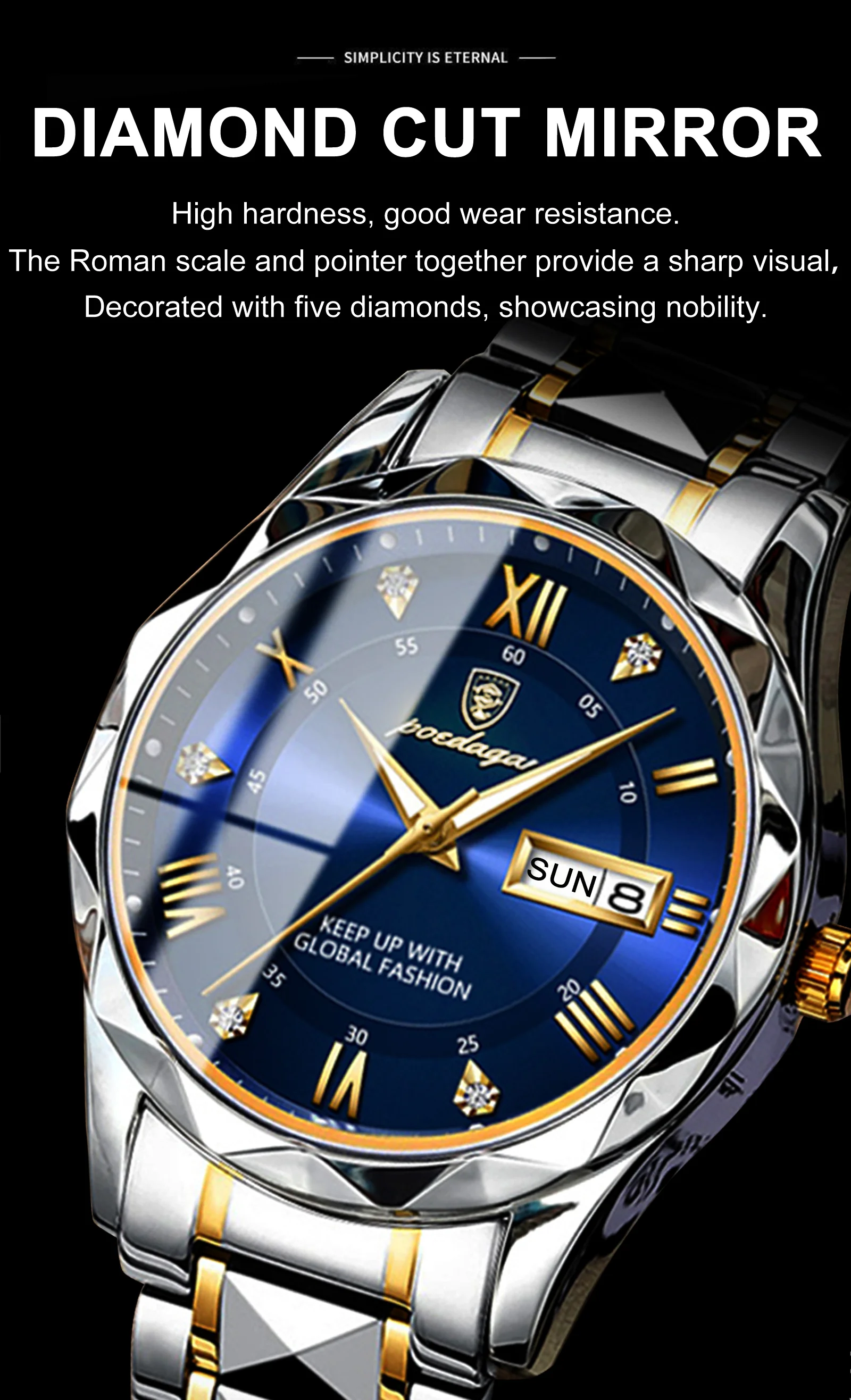 POEDAGAR Luxury Men Watches Business Top Brand Man Wristwatch Waterproof Luminous Date Week Quartz Men's Watch High Quality+Box