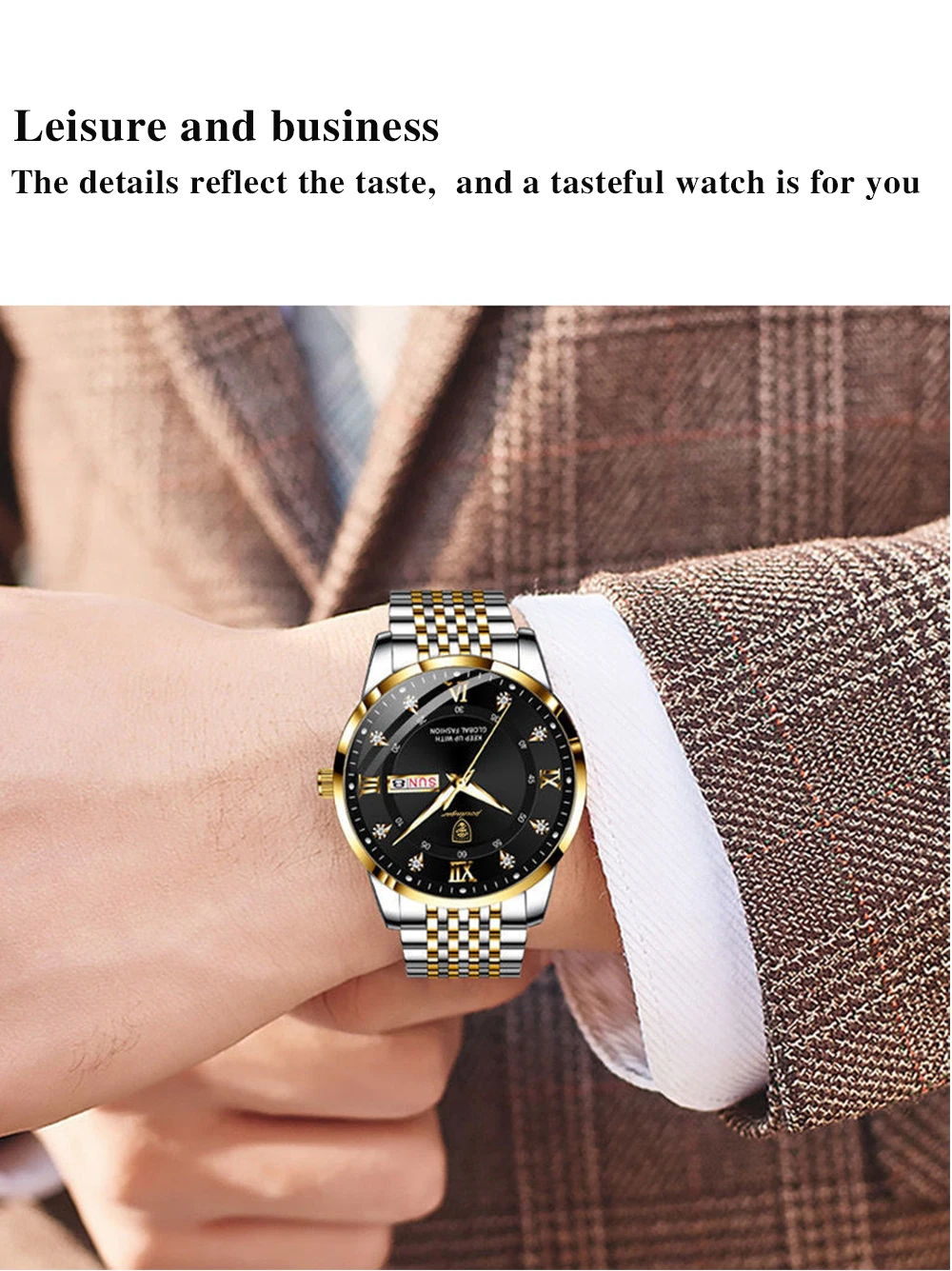 POEDAGAR Men Watch Stainless Steel Top Quailty Luxury Push Button Hidden Clasp Waterproof Luminous Date Week Sport Wrist Watches