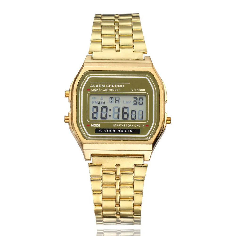 Luxury LED Digital Watch for Men Stainless Steel Men's Electronic Wristwatch Simple Business Gold Sliver Mens Watch Reloj Hombre