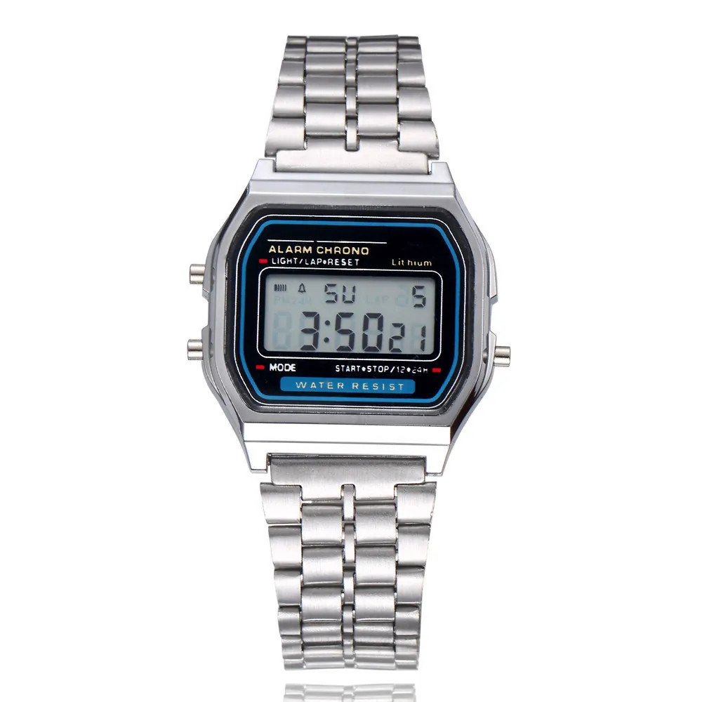 Luxury LED Digital Watch for Men Stainless Steel Men's Electronic Wristwatch Simple Business Gold Sliver Mens Watch Reloj Hombre