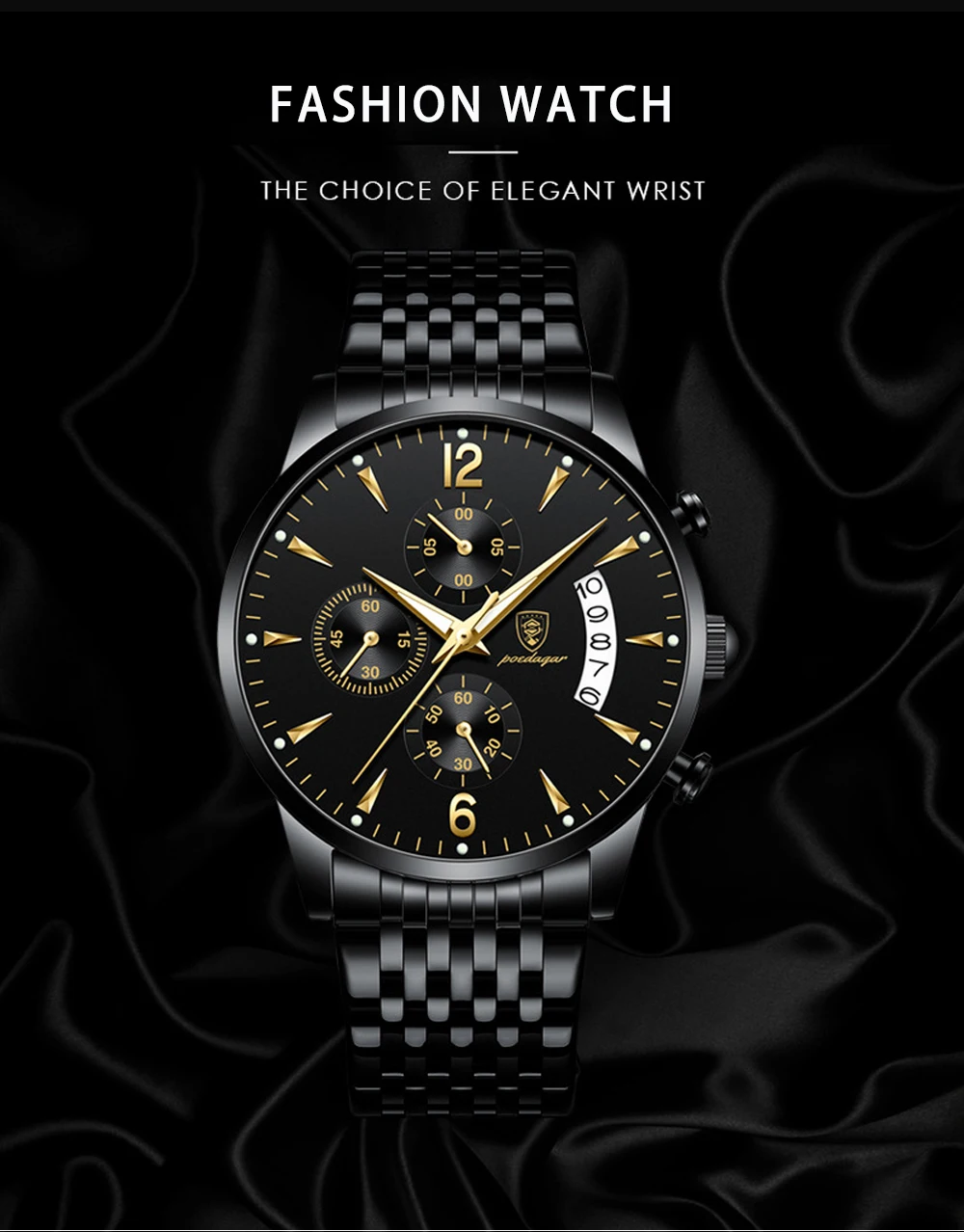 Watch POEDAGAR New Fashion Men Watch Waterproof Luminous Date Sports Watches Luxury Quartz Man Wristwatch Luxuri Male Clock +Box