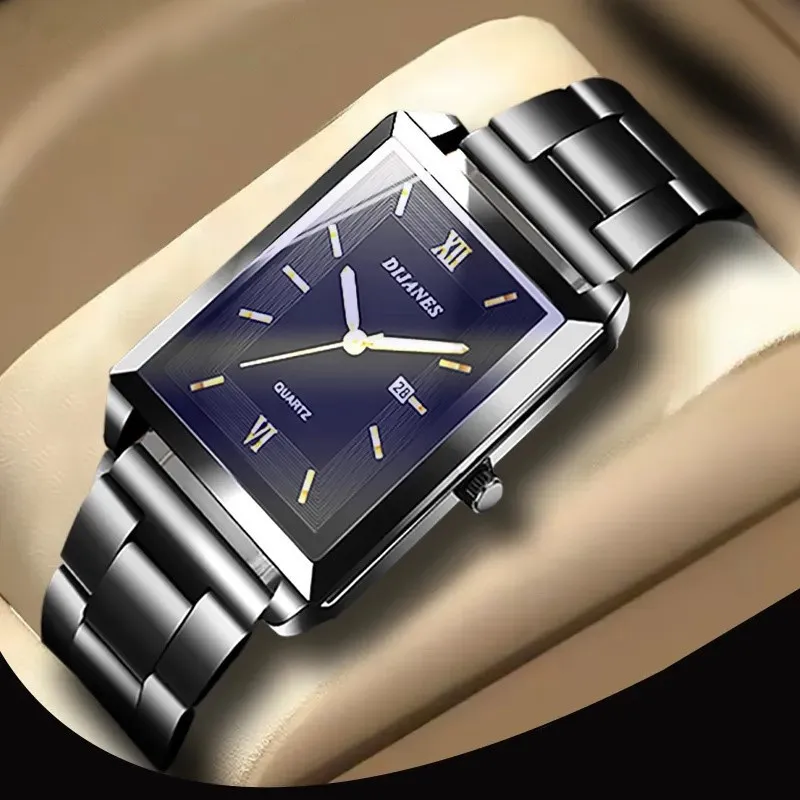 2023 Top Brand Luxury Watches for Men Fashion Quartz Wristwatch Square Gold Stainless Steel Business Clock Relogio Masculino