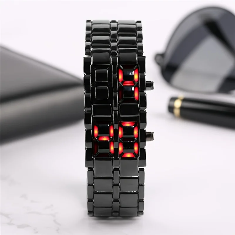 Alternative view of LED Display Electronic Watch Novelty Red Blue LED Lava Digital Wristwatch For Women Men