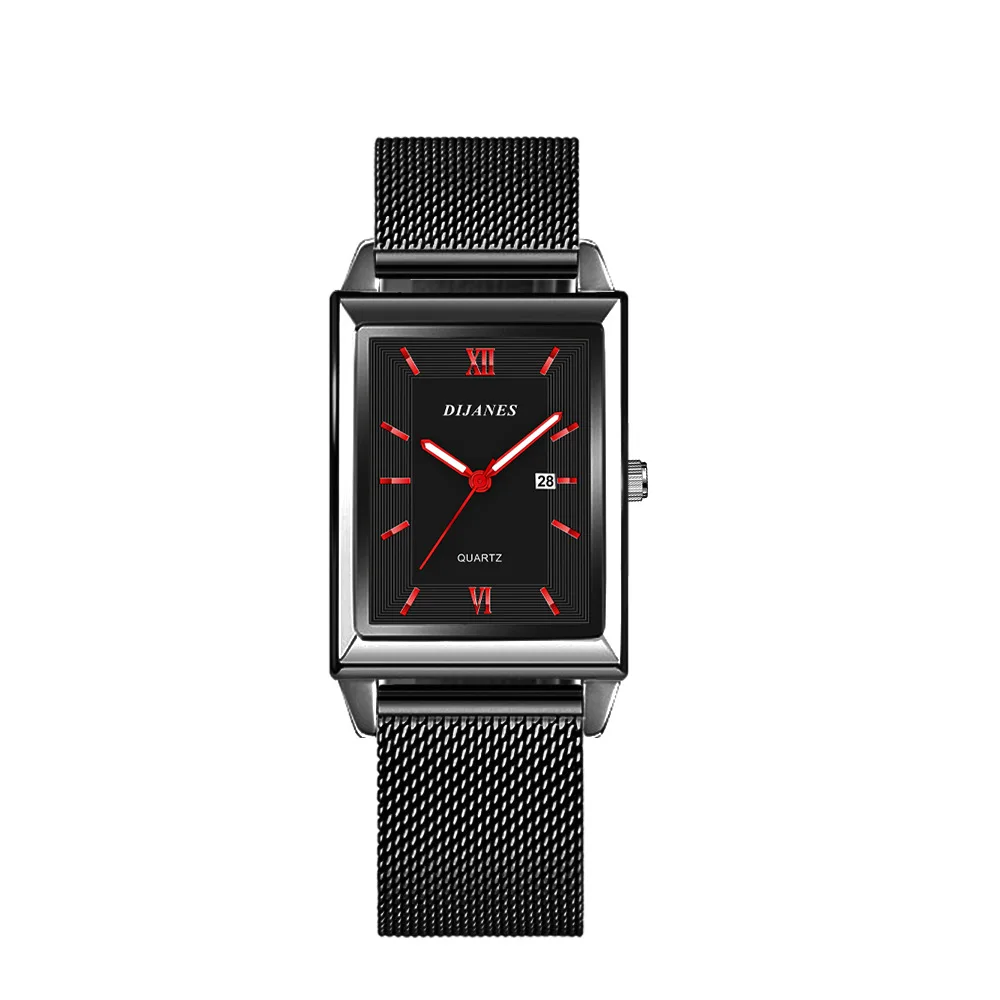Luxury Men Watch Top Brand Fashion Quartz Wristwatch Silver Full Stainless Steel Chain Wristband + Tool Business Watch Men Reloj