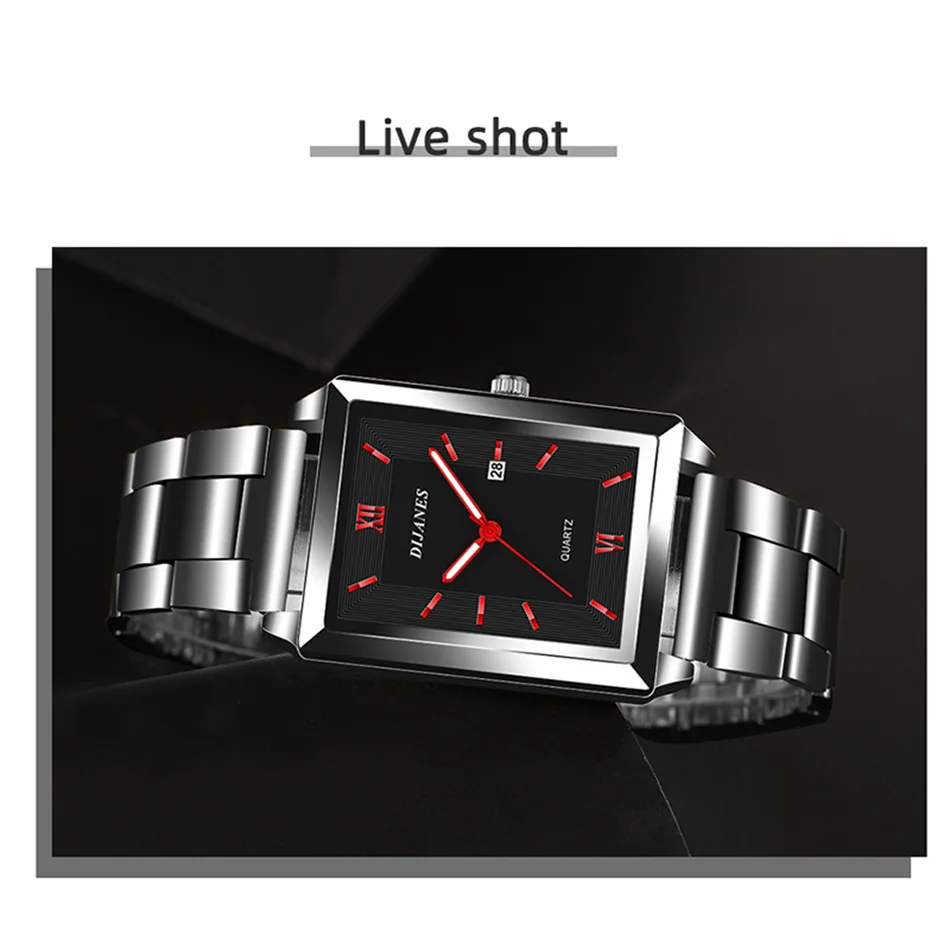 Luxury Men Watch Top Brand Fashion Quartz Wristwatch Silver Full Stainless Steel Chain Wristband + Tool Business Watch Men Reloj