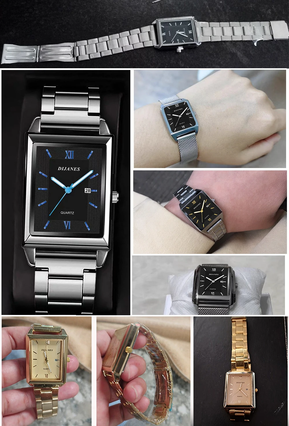 Luxury Men Watch Top Brand Fashion Quartz Wristwatch Silver Full Stainless Steel Chain Wristband + Tool Business Watch Men Reloj