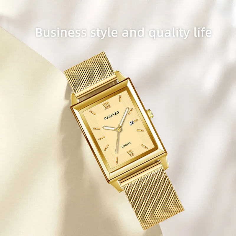 Luxury Men Watch Top Brand Fashion Quartz Wristwatch Silver Full Stainless Steel Chain Wristband + Tool Business Watch Men Reloj