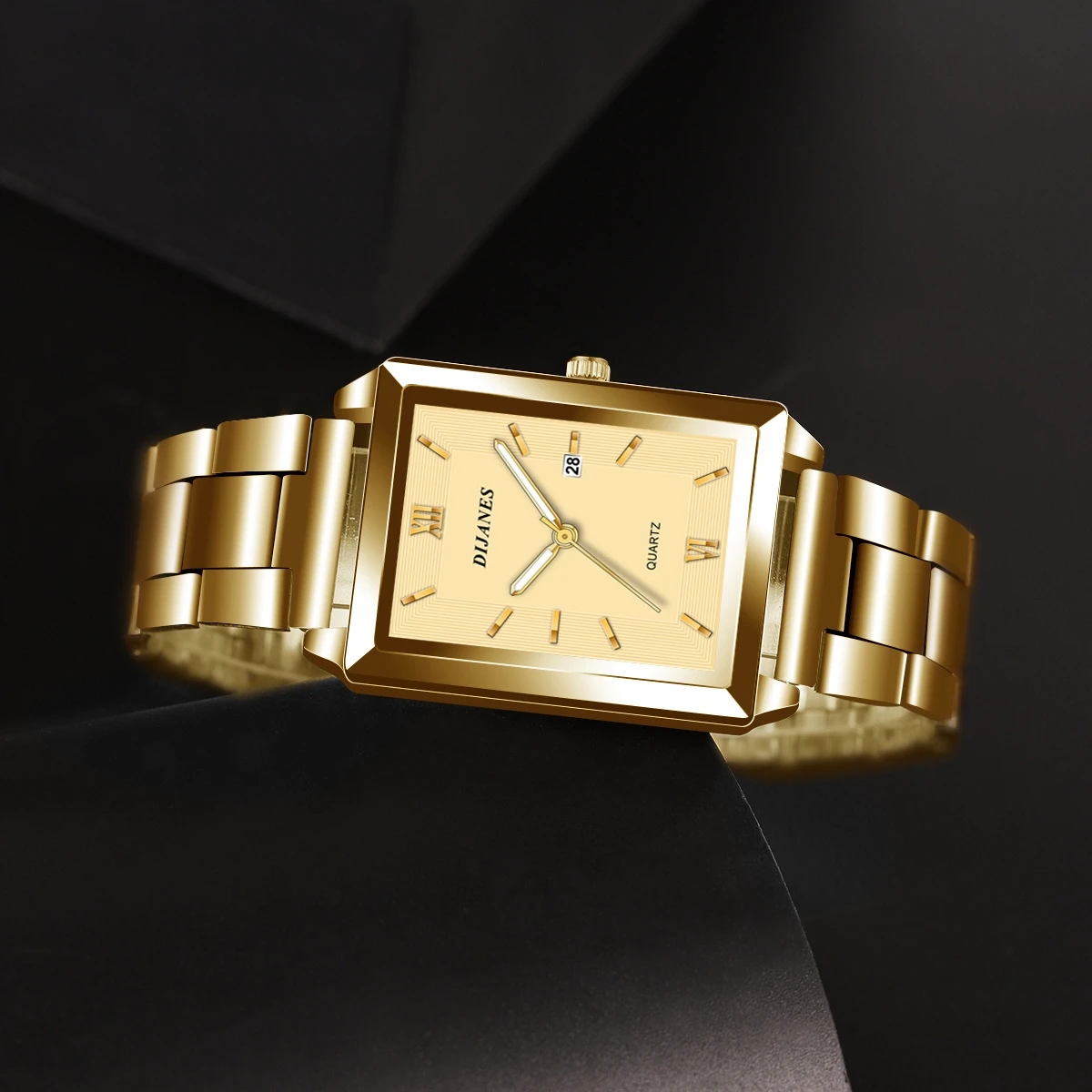 Luxury Men Watch Top Brand Fashion Quartz Wristwatch Silver Full Stainless Steel Chain Wristband + Tool Business Watch Men Reloj
