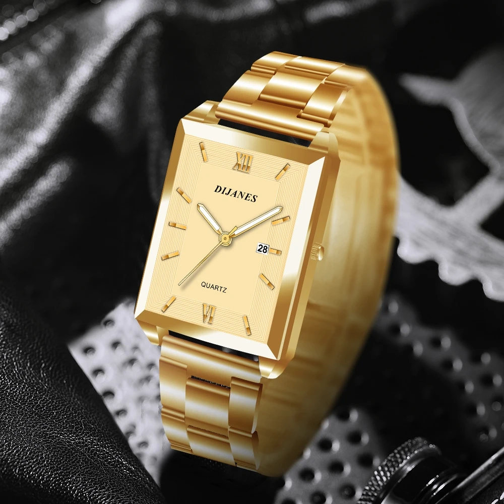 Luxury Men Watch Top Brand Fashion Quartz Wristwatch Silver Full Stainless Steel Chain Wristband + Tool Business Watch Men Reloj