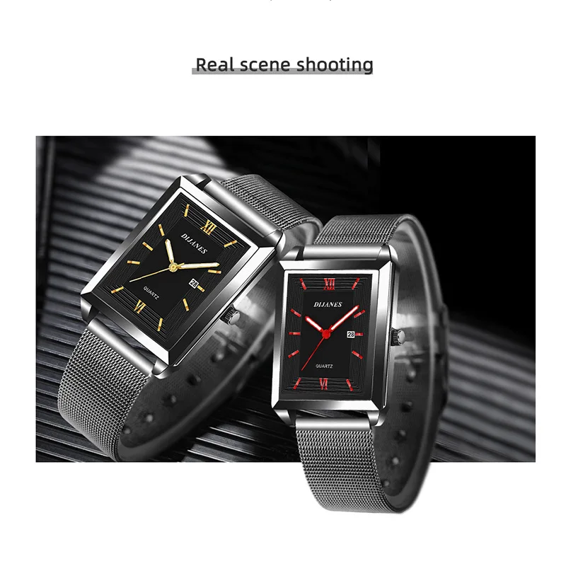Luxury Men Watch Top Brand Fashion Quartz Wristwatch Silver Full Stainless Steel Chain Wristband + Tool Business Watch Men Reloj