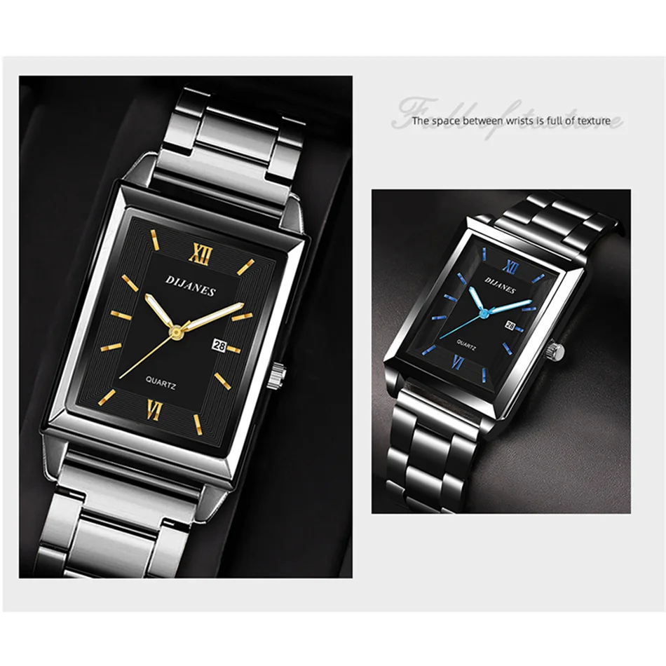 Luxury Men Watch Top Brand Fashion Quartz Wristwatch Silver Full Stainless Steel Chain Wristband + Tool Business Watch Men Reloj