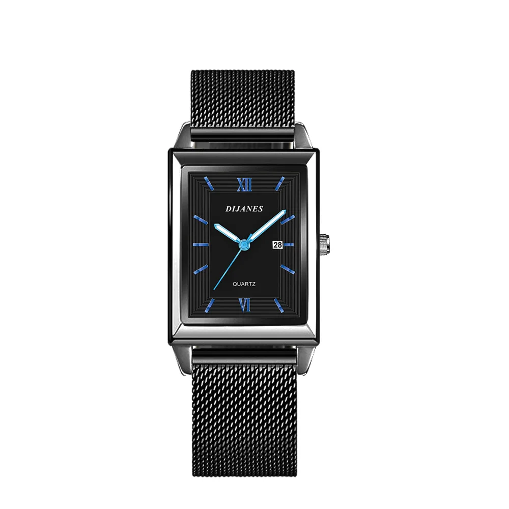 Luxury Men Watch Top Brand Fashion Quartz Wristwatch Silver Full Stainless Steel Chain Wristband + Tool Business Watch Men Reloj