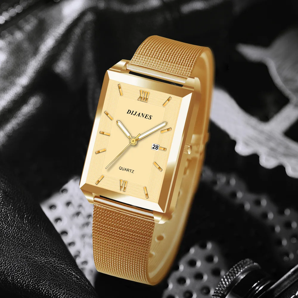 Luxury Men Watch Top Brand Fashion Quartz Wristwatch Silver Full Stainless Steel Chain Wristband + Tool Business Watch Men Reloj