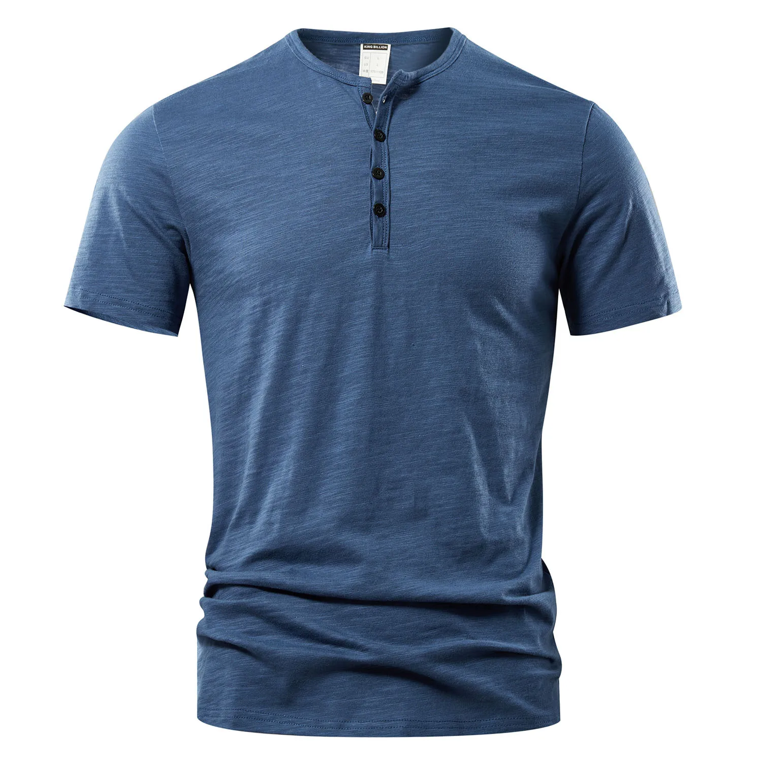 Alternative view of T Shirt Men Casual High Quality Summer Short Sleeve Henry neck Mens T Shirts Fashion Basic T-shirt Male