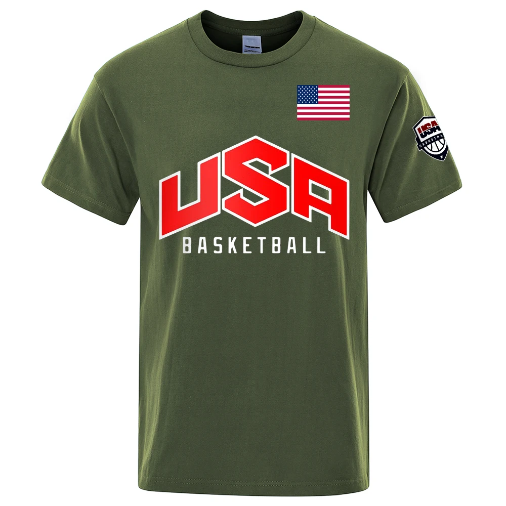Alternative view of USA Basketballer Printed Street Casual T-Shirts Men Loose Oversize Clothing Breathable Cotton Short Sleeve Fashion Hip Hop Tees