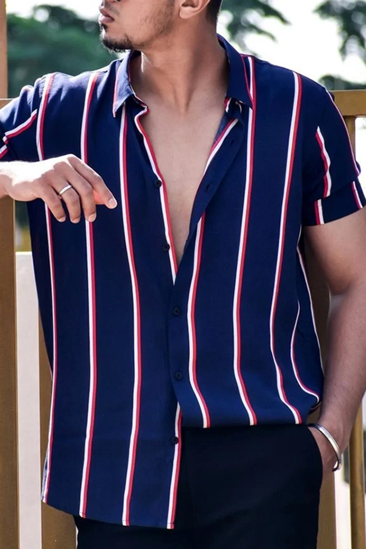 Alternative view of 2023 Party Luxury Shirts For Men Social Shirts Summer Short Slim Tops Lapel Button Tee 5XL Fashion Blouse Male Designer Clothing