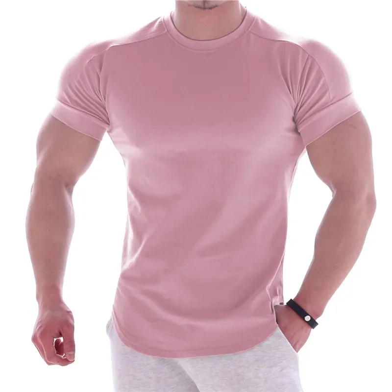 Alternative view of 2024 Summer Sports t shirt Men Gyms Fitness Short sleeve T-shirt Male quick-dry Bodybuilding Workout Tees Tops Men clothing