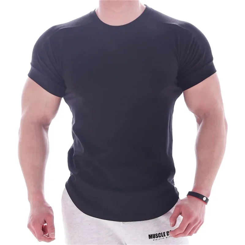 2024 Summer Sports t shirt Men Gyms Fitness Short sleeve T-shirt Male quick-dry Bodybuilding Workout Tees Tops Men clothing