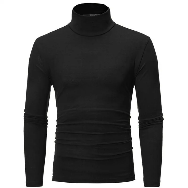 Alternative view of Autumn  Winter Men's High Neck T-shirt Slim Fit Fashion High Elastic Long Sleeve Cotton Casual Breathable Apparel Pullover