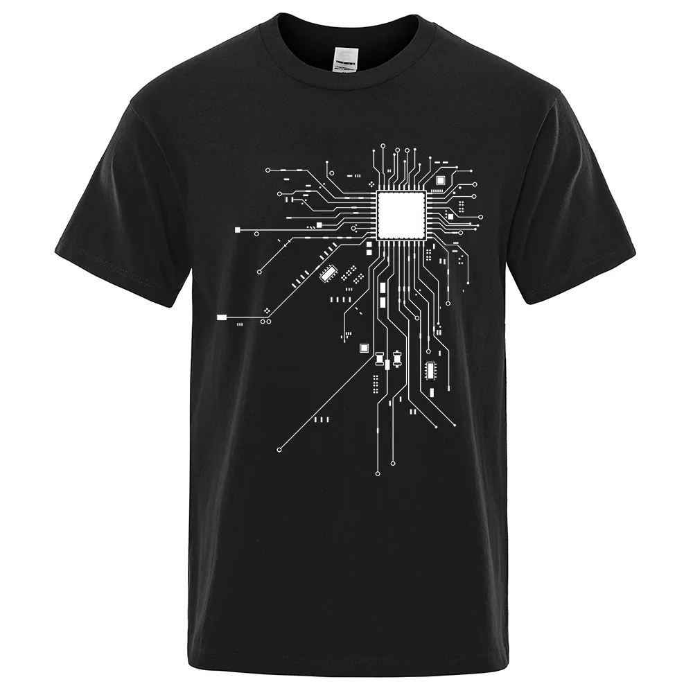 Alternative view of CPU Processor Circuit Diagram T Shirt Men Summer Cotton T-shirt Men's Funny Tops Fashion Tees Homme Brand Unisex Clothes C99