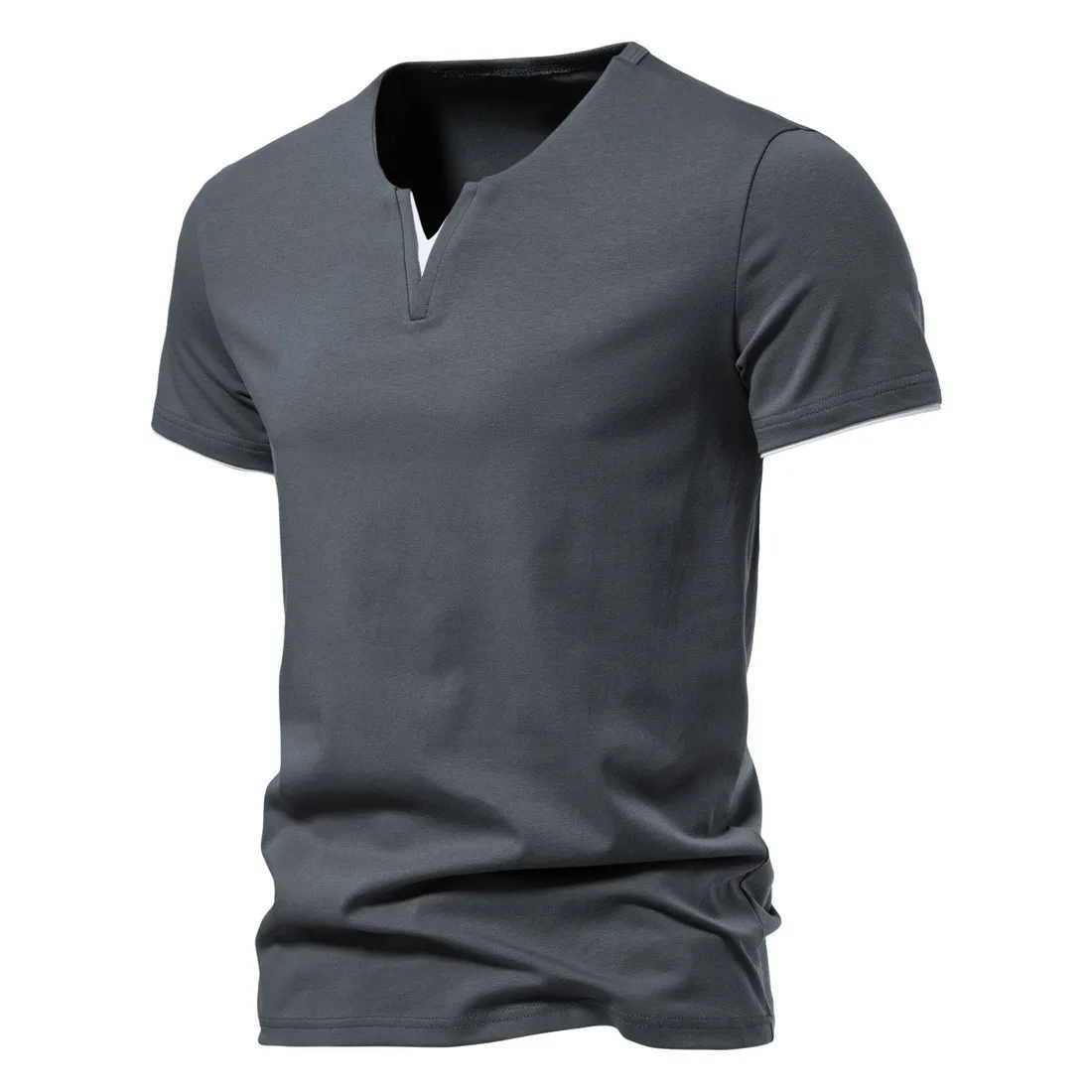 Alternative view of Mens Short Sleeve Henley Shirts Casual Cotton Slim Fit Basic Summer V Neck T-Shirt