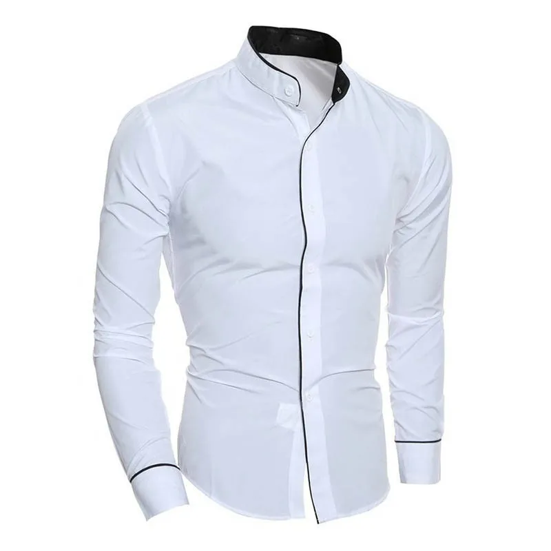 Alternative view of Men's Spring New Solid Color Simple Casual Korean Version Slim Fit Long Sleeve Shirt