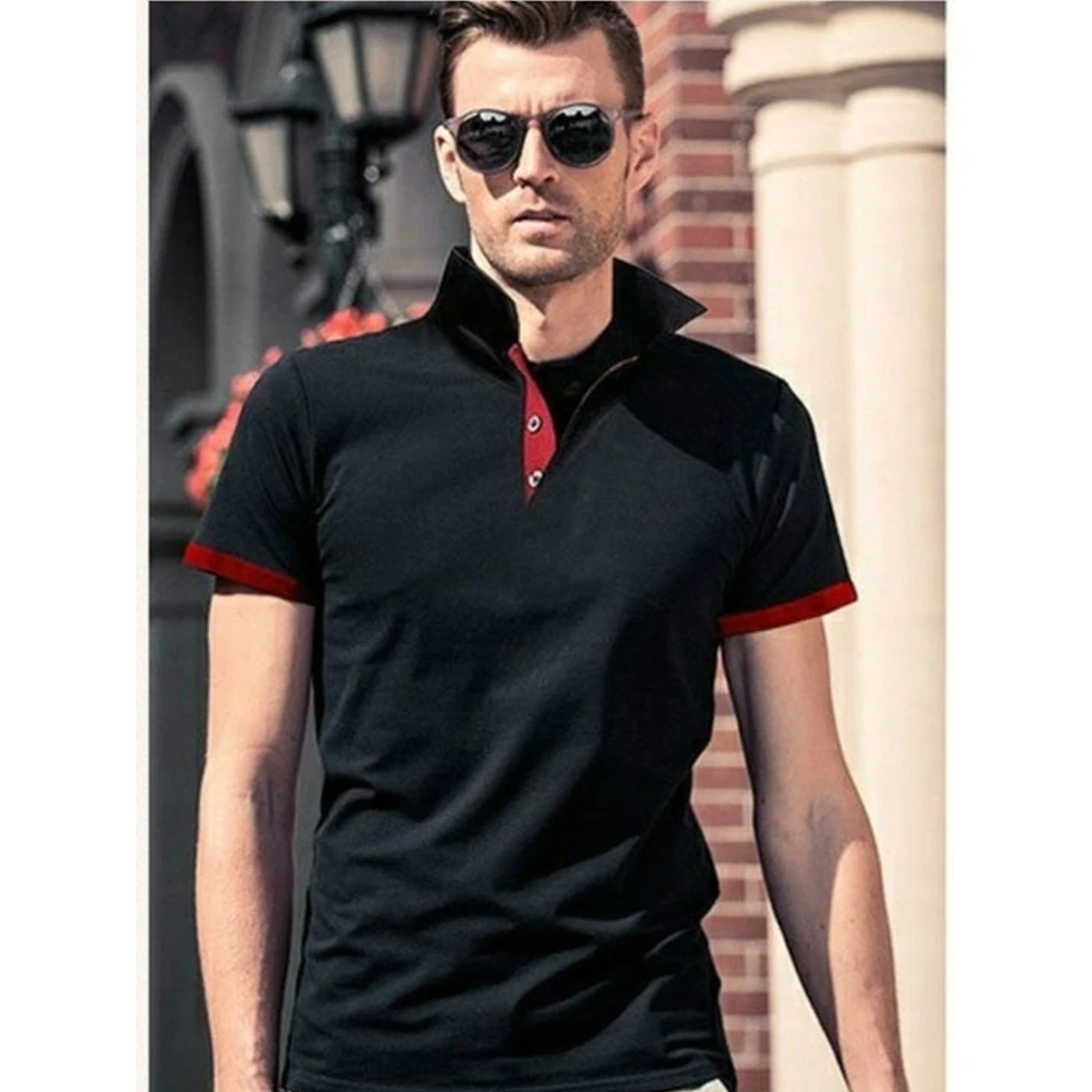 Alternative view of Men Polo Men Shirt Short Sleeve Polo Shirt Contrast Color Polo New Clothing Summer Streetwear Casual Fashion Men tops