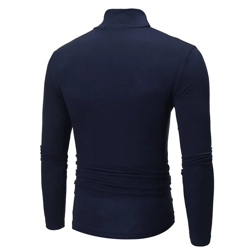 Autumn  Winter Men's High Neck T-shirt Slim Fit Fashion High Elastic Long Sleeve Cotton Casual Breathable Apparel Pullover