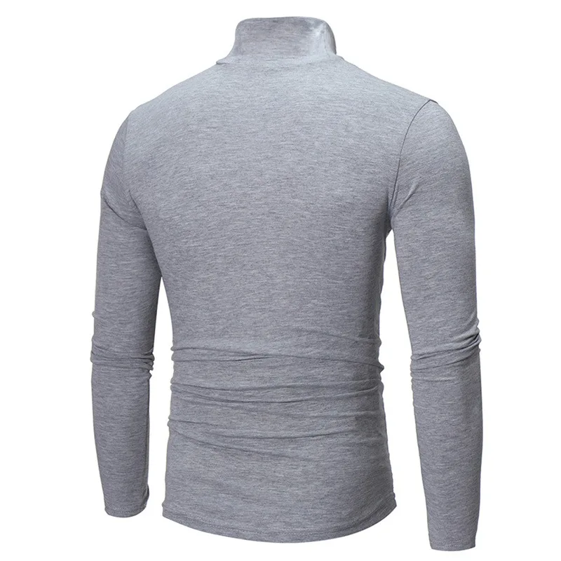 Autumn  Winter Men's High Neck T-shirt Slim Fit Fashion High Elastic Long Sleeve Cotton Casual Breathable Apparel Pullover