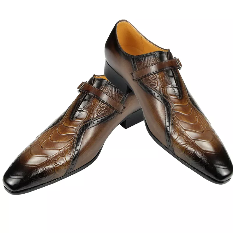 Trendy Men's Leather Brogue Shoes Daily Outdoor Casual Shoes Brown Black Print Design Custom Service Drop Shipping Free Shipping
