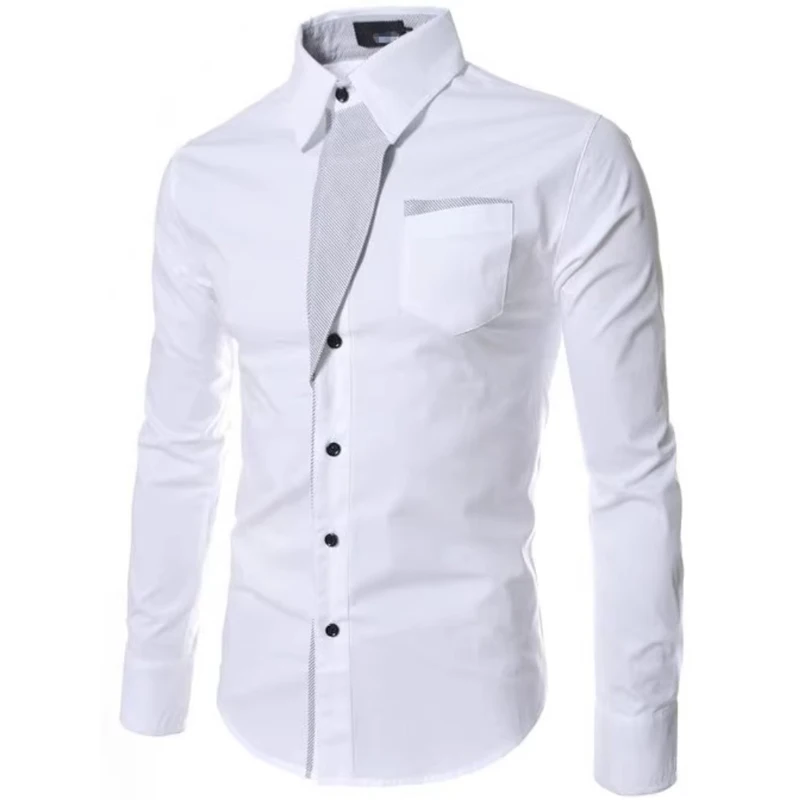 White Striped Shirts Mens 2023 Long Sleeved Business Slim Fit Male Shirt Black Social Clothes Camisa Masculina Vetement Homme