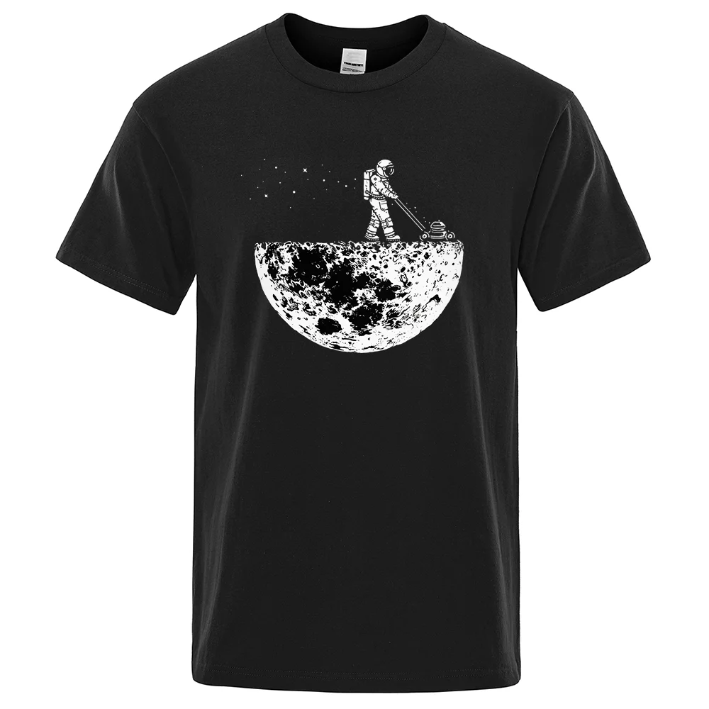 Alternative view of Astronauts Cherish The Lunar Environment Funny Print t-Shirts Men Loose Oversize Clothing Cotton Summer Soft Tshirt Hip Hop Tees