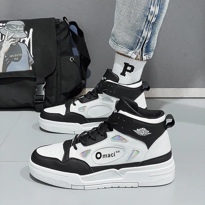Alternative view of Brand Mens Casual Sneakers New High Top Casual Shoes for Women Designer Men Vulcanized Shoes 2024 Autumn Leather Sneakers Tennis