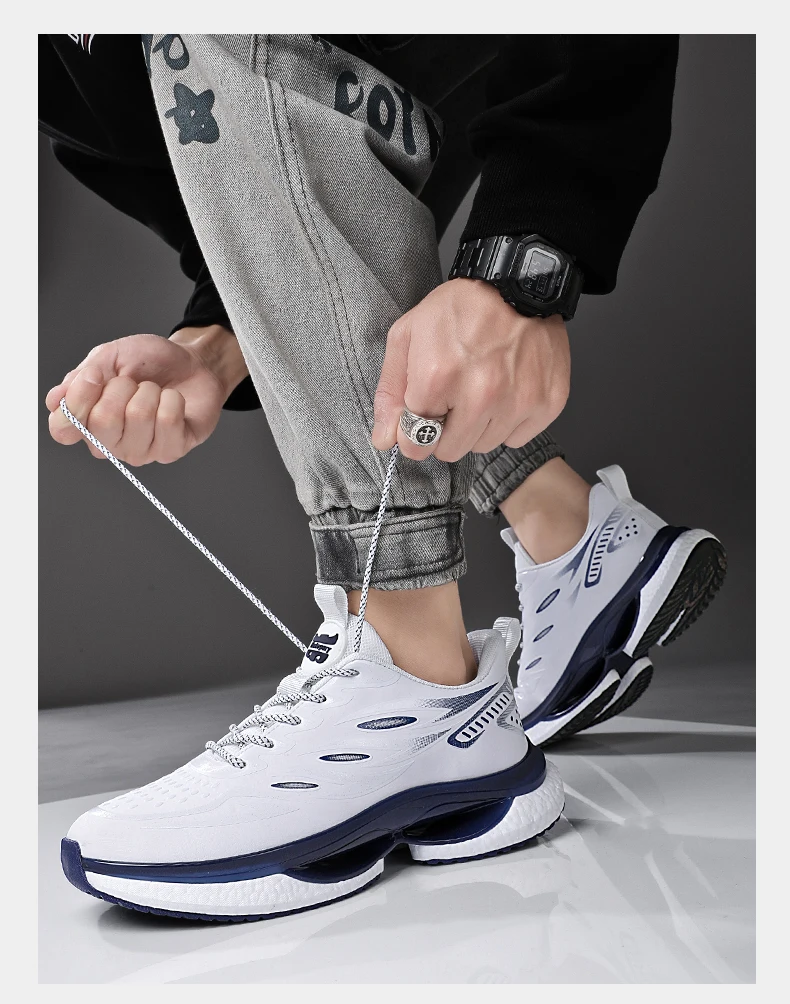Men's Casual Sports Shoes Mesh Breathable Fashionable Lace up Running Shoes Walking Daily Sneakers Jogging Training Footwear