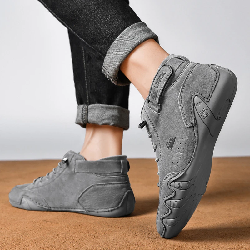 Men Leather Casual Shoes Non-slip Walking Sports Shoes Handmade Shoes for Men with Free Shipping High Top Sneakers Masculino
