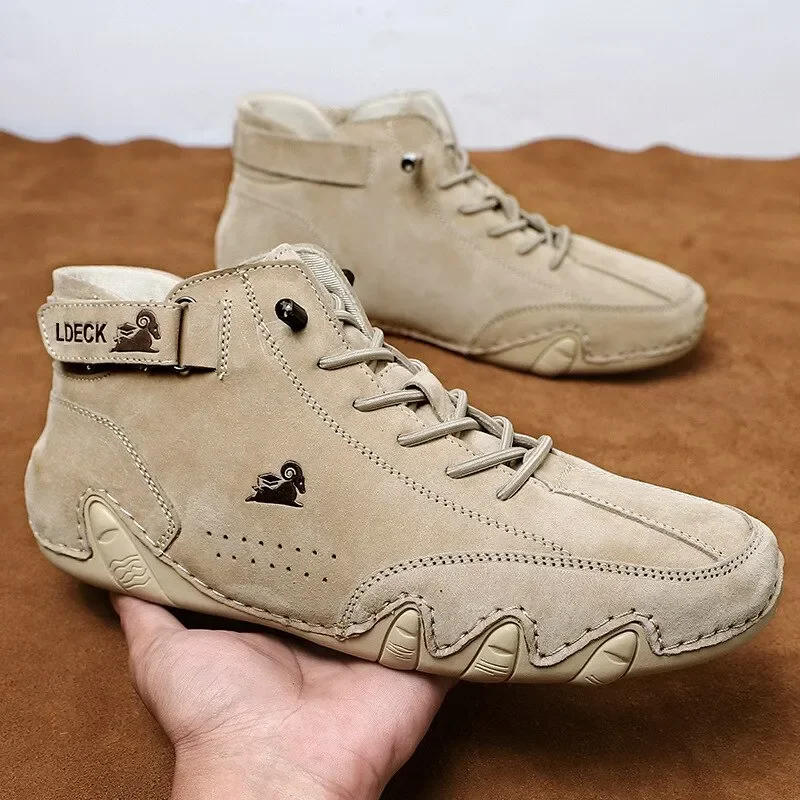 Alternative view of Men Leather Casual Shoes Non-slip Walking Sports Shoes Handmade Shoes for Men with Free Shipping High Top Sneakers Masculino