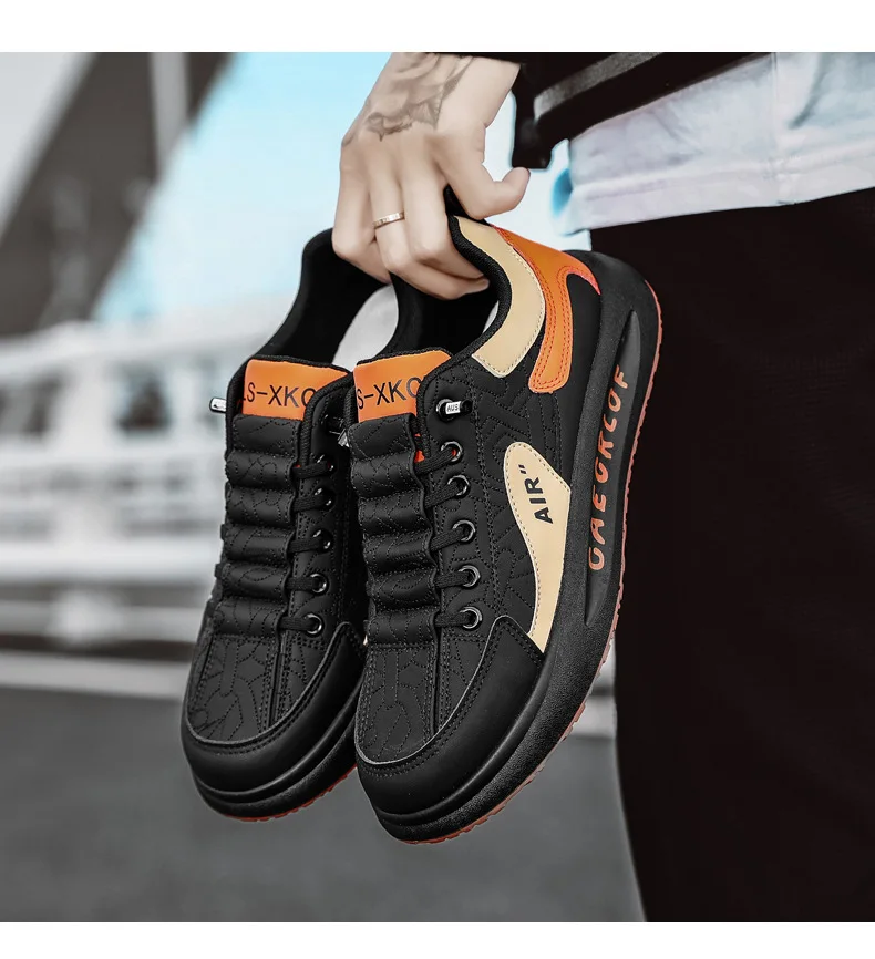 Leather Men Shoes Slip-On Men Sneakers Outdoor Casual Shoes for Man Comfortable Sports Shoes Vulcanized Sneakers Tenis Masculino