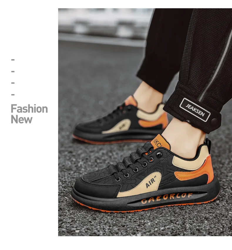 Leather Men Shoes Slip-On Men Sneakers Outdoor Casual Shoes for Man Comfortable Sports Shoes Vulcanized Sneakers Tenis Masculino