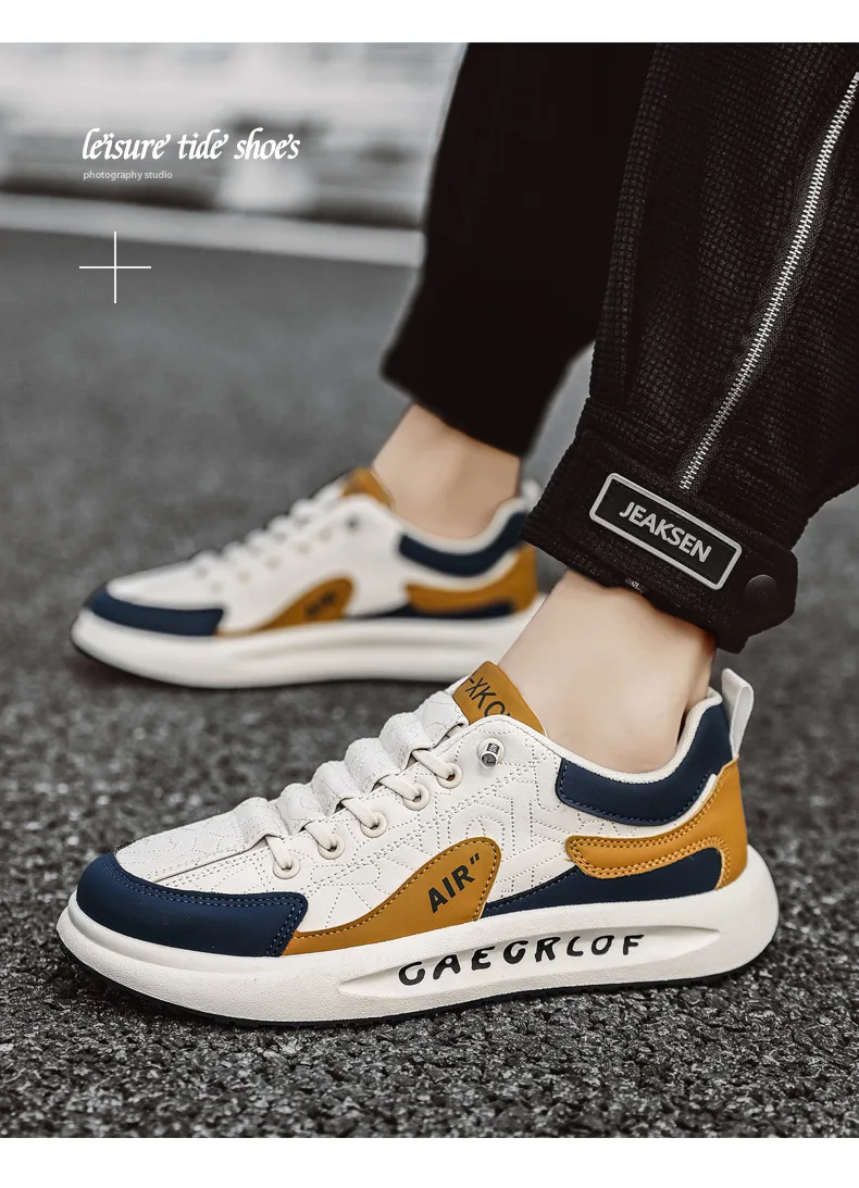 Leather Men Shoes Slip-On Men Sneakers Outdoor Casual Shoes for Man Comfortable Sports Shoes Vulcanized Sneakers Tenis Masculino